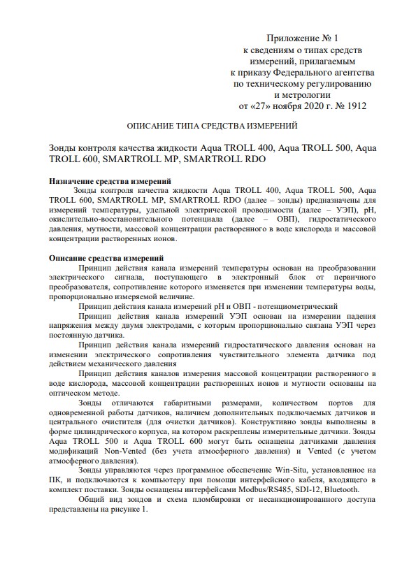 Свидетельство об утверждении типа средств измерений - Зонды контроля качества жидкости Свидетельство об утверждении типа средств измерений - Зонды контроля качества жидкости